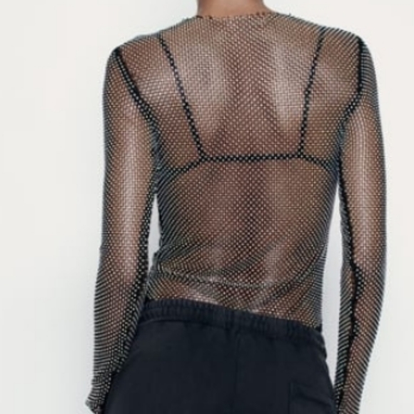Zara Rhinestones Mesh Bodysuit - Picture 5 of 13